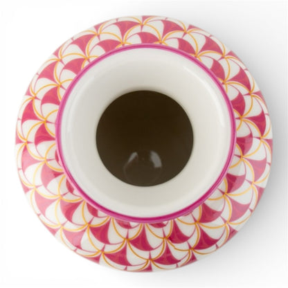 Danny's Fine Porcelain: Pink Fishnet Porcelain Tissue Box Cover – Round Hand-Painted Decorative Tissue Holder, 7” #41437