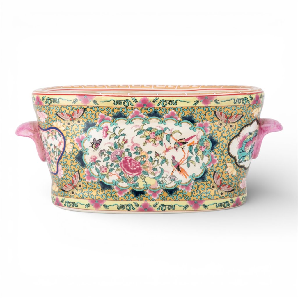 Danny's Fine Porcelain: Rose Canton Oval Cachepot / Footbath | (TWO SIZES AVAILABLE)  #41456, #41455