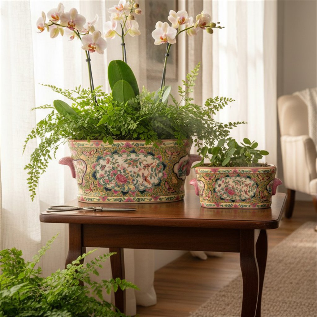 Danny's Fine Porcelain: Rose Canton Oval Cachepot / Footbath | (TWO SIZES AVAILABLE)  #41456, #41455