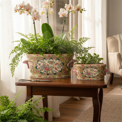 Danny's Fine Porcelain: Rose Canton Oval Cachepot / Footbath | (TWO SIZES AVAILABLE)  #41456, #41455