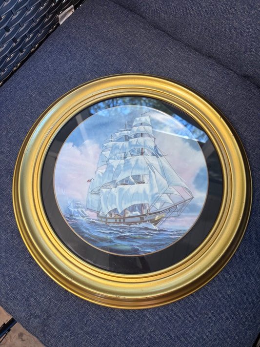Lovely framed ship plate!