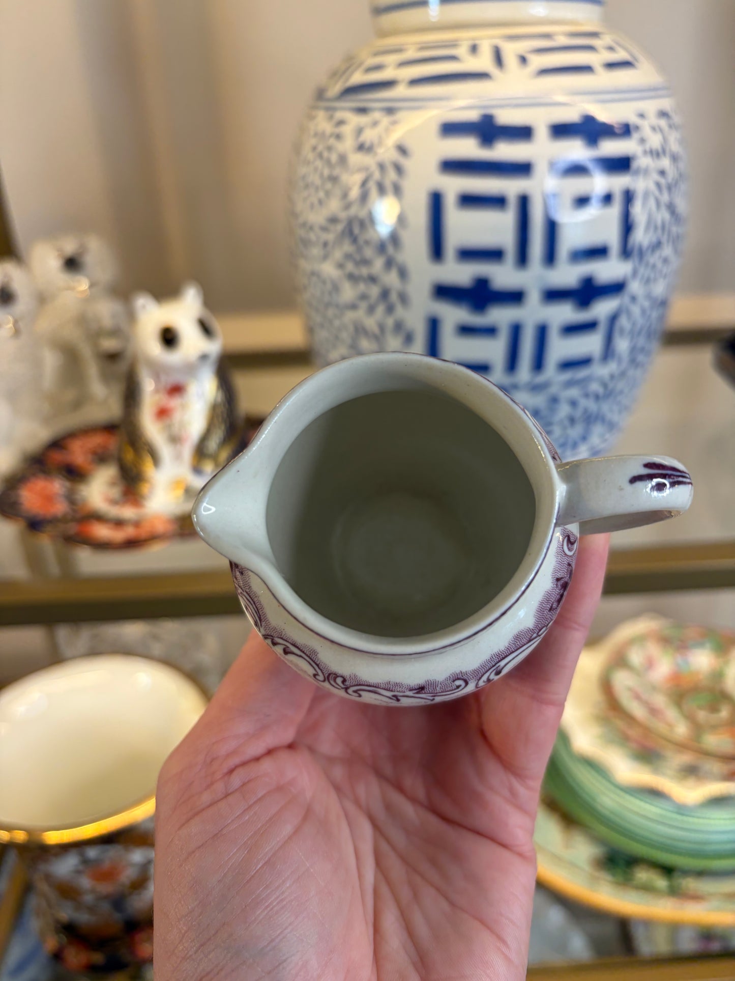 Lovely Staffordshire purple mini pitcher!