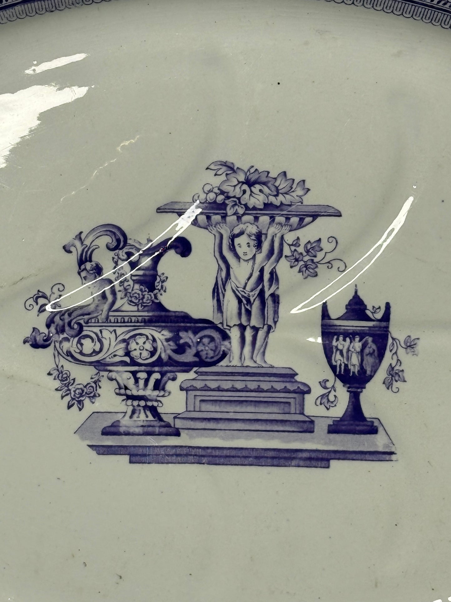 Antique Thomas Booth “Vase” Lavender Transferware Large Meat Platter | 1868 | 19.5” | DA4459