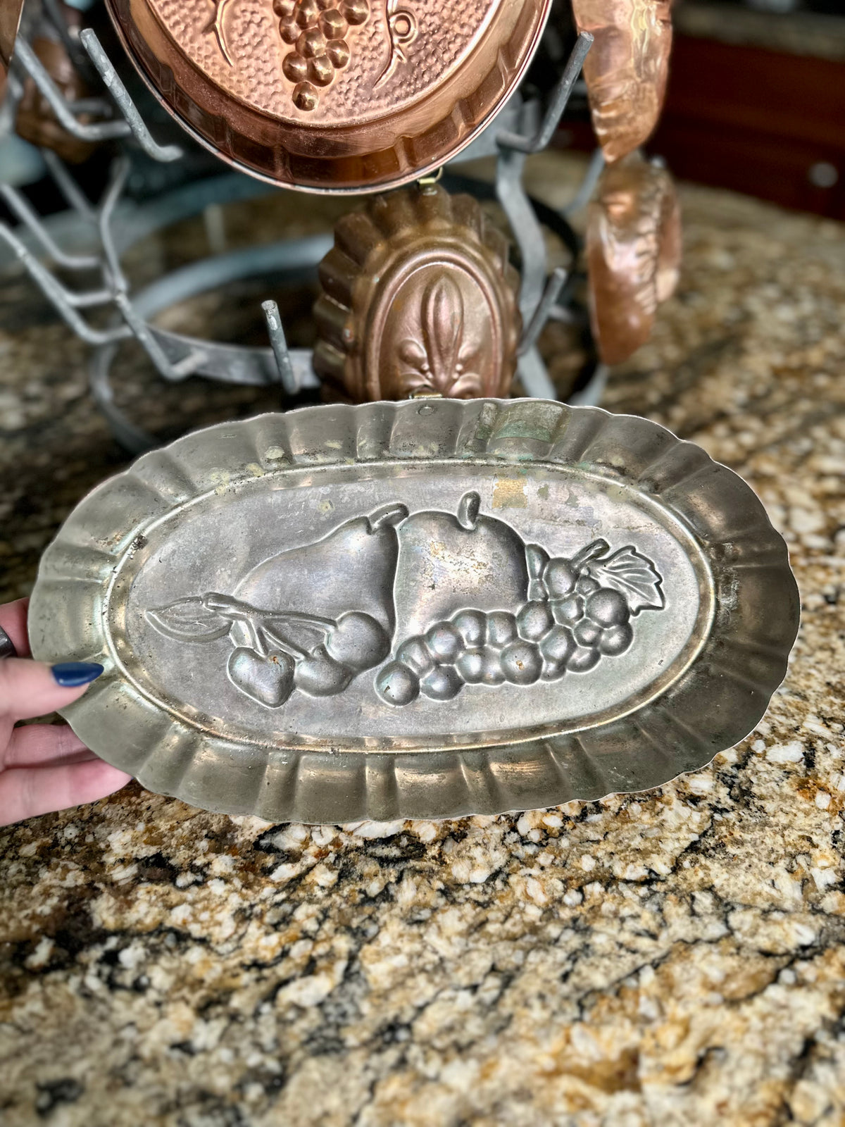 Vintage Copper Fruit Mold | Made in Korea, 12”