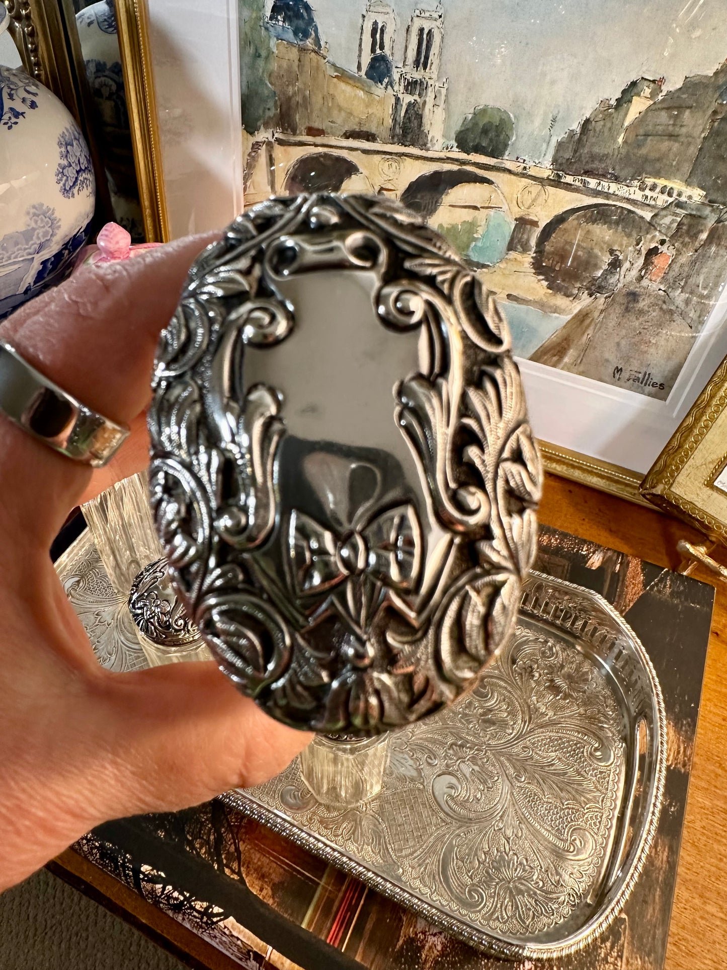 Beautiful Victorian Mappin & Webb Cut Glass & Sterling Silver Vanity Set, c. 1896