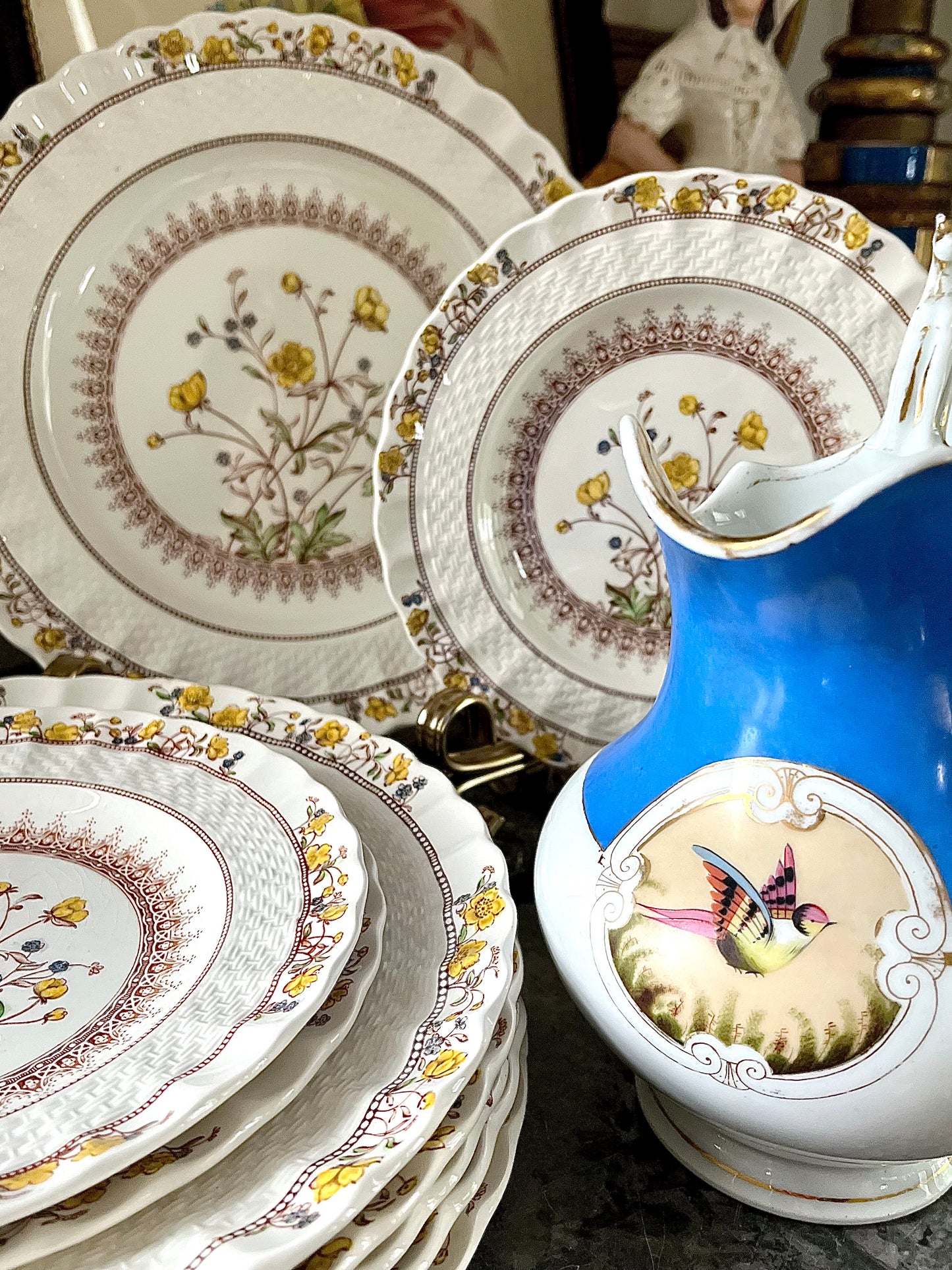 Live 06/29 Beautiful Set Of 6 Spode Buttercup Dinner Plates/3 Bonus Salad Plates