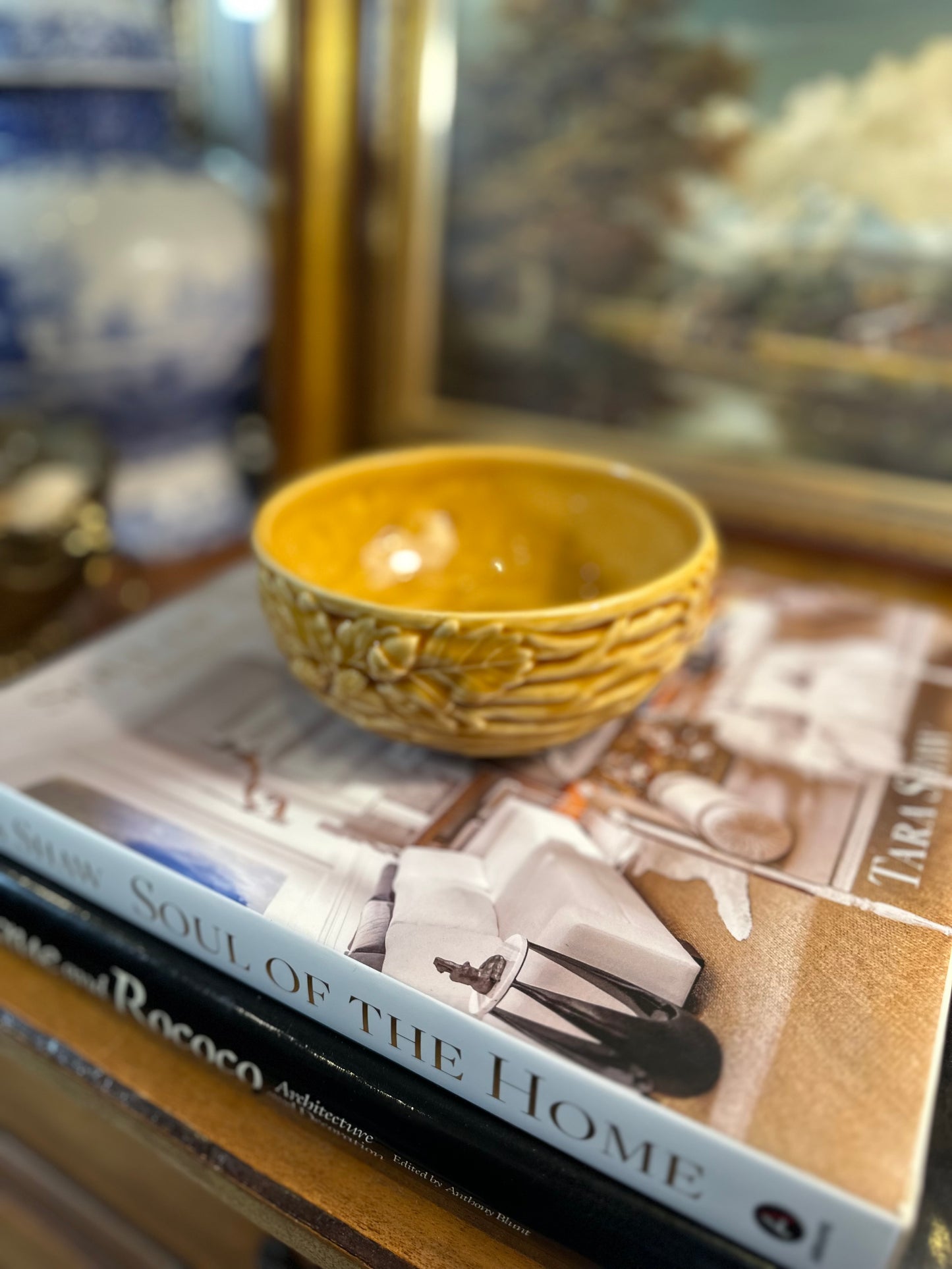 Vintage Bordallo Pinheiro "Oak Leaf Gold" Bowl, Made in Portugal, 5.5"