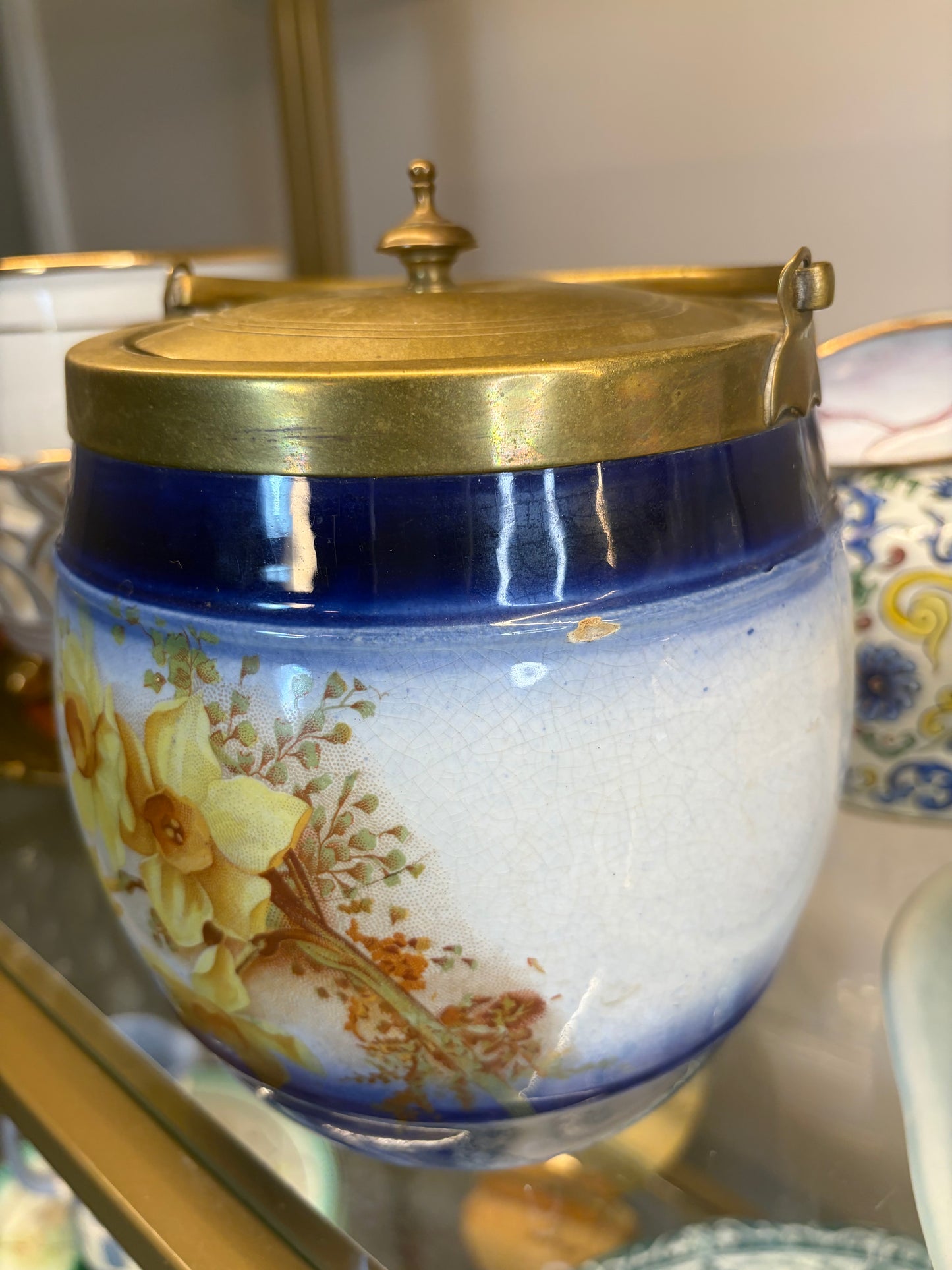 Antique floral biscuit jar!