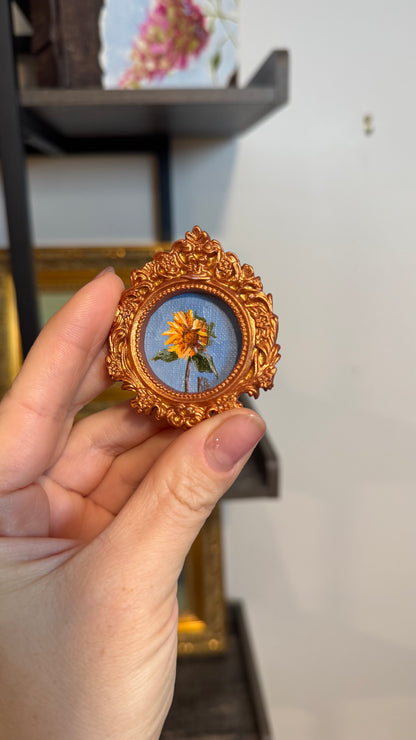 Fridge magnet original oil painting framed 2.25x2”