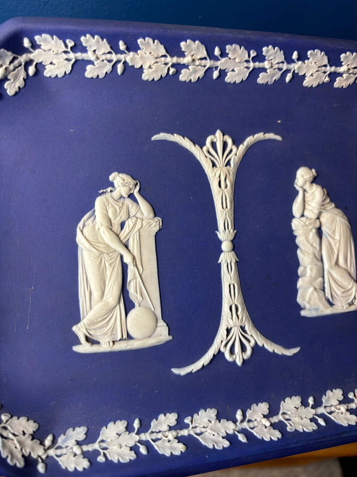 Antique Wedgwood Jasperware cobalt dipped platter!