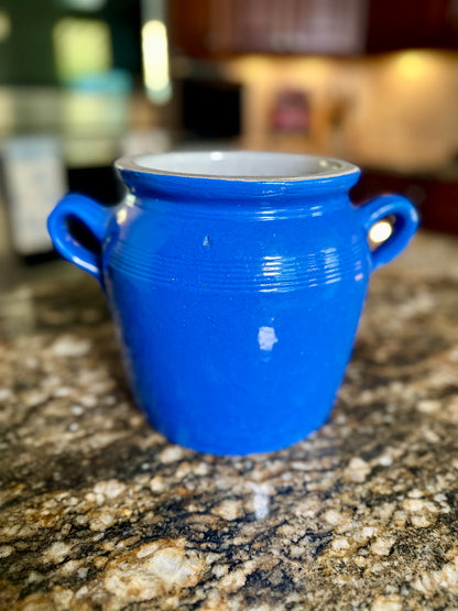 Reserved for K. Schrader Hearts for Spokane Charity Auction - VINTAGE FRENCH BLUE CONFIT POT
