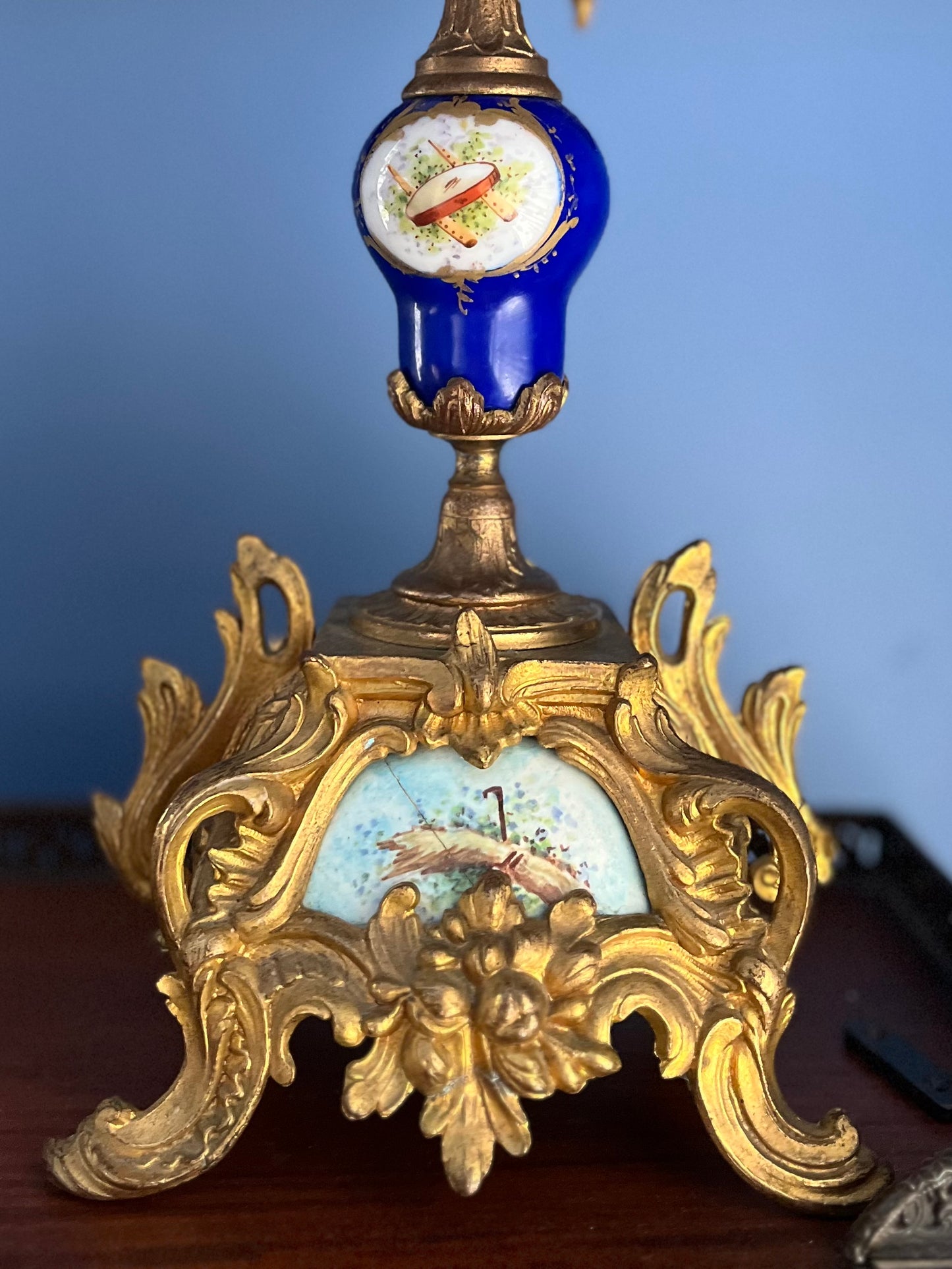 Stunning Pair Of 19th C French Sevres Style Porcelain Gilded 4 Arm Candelabra - Repaired Priced Accordingly Display Beautifully