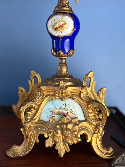 Stunning Pair Of 19th C French Sevres Style Porcelain Gilded 4 Arm Candelabra - Repaired Priced Accordingly Display Beautifully