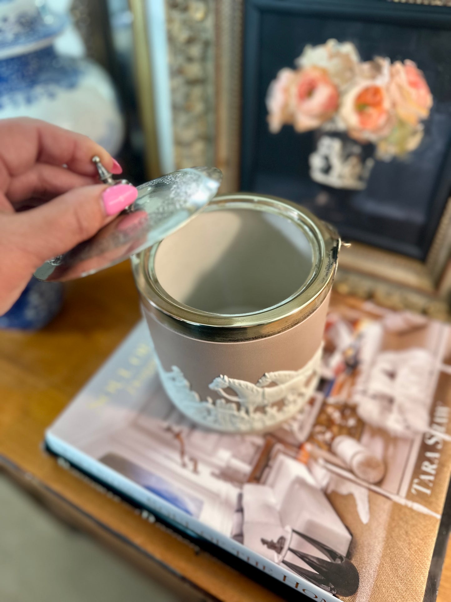 Antique Edwardian Wedgwood Lilac Jasper Dip & Silver Plate Biscuit Barrel, England c.1903, 5.25"