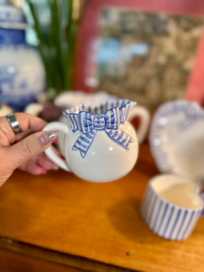 Vintage Haldon Group Ribbon Creamer | Blue & White Stripe | 1989