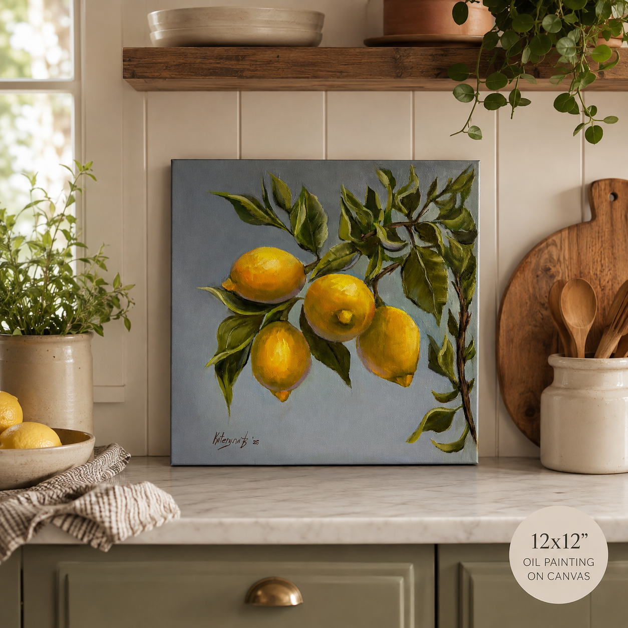 Lemons unframed original oil painting 12x12”