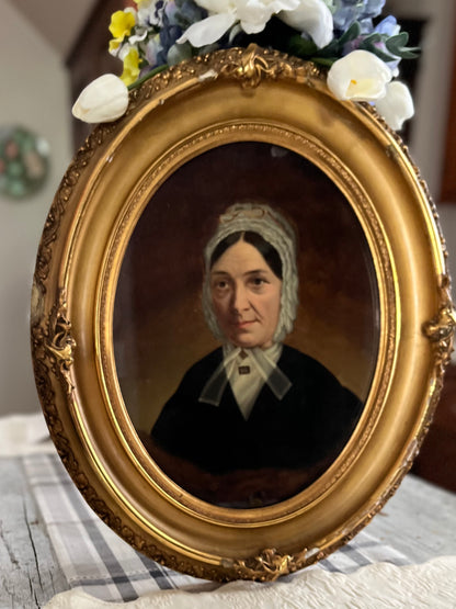Live 08/18 Victorian Oval Portrait, Original Fine Oil on Board — Original Gilt Frame, Documented 19th Century Provenance (Copy)