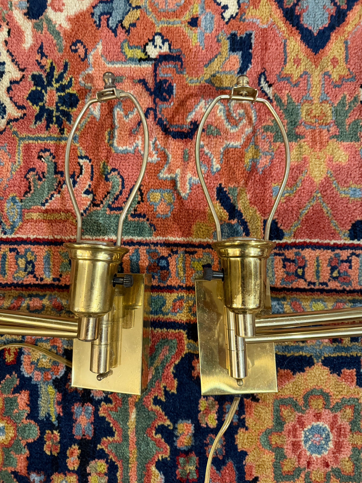 Pair of vintage plug in wall sconce lamps.
