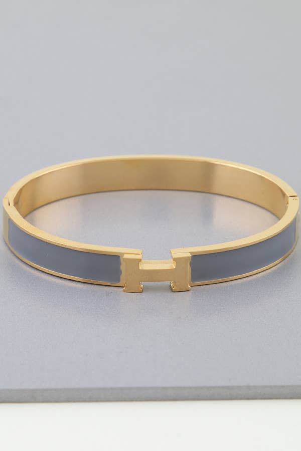 Bright H Cuff Bracelet BDBA327: Gold navy