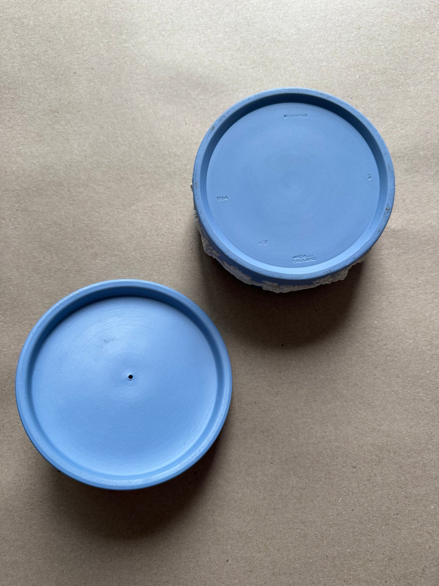 Light blue Wedgewood vintage ornate trinket box 5 inches