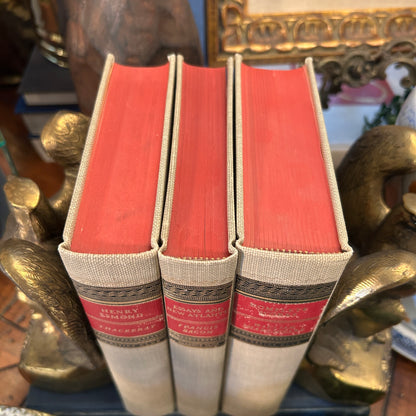 Classic set of 3 vintage books in chic ivory, red & gold 8 in
