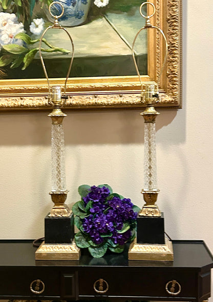 Rare Vintage Designer STIFFEL style aged in ebony Brass Heirloom Palm Lamps