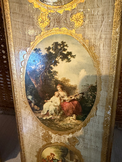 Set of two Gorgeous Florentine botanical painting on wood Italian wall art 21 x 7 ea