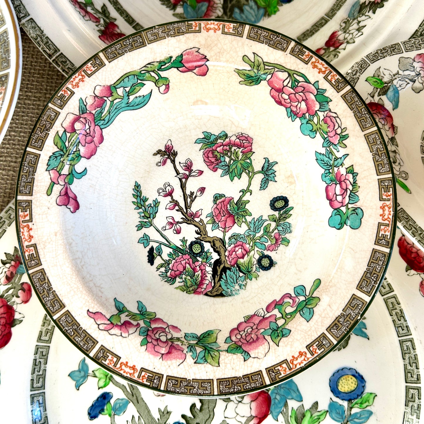 Antique Maddox and Johnson Brothers of England Indian Tree 12 piece set bundle