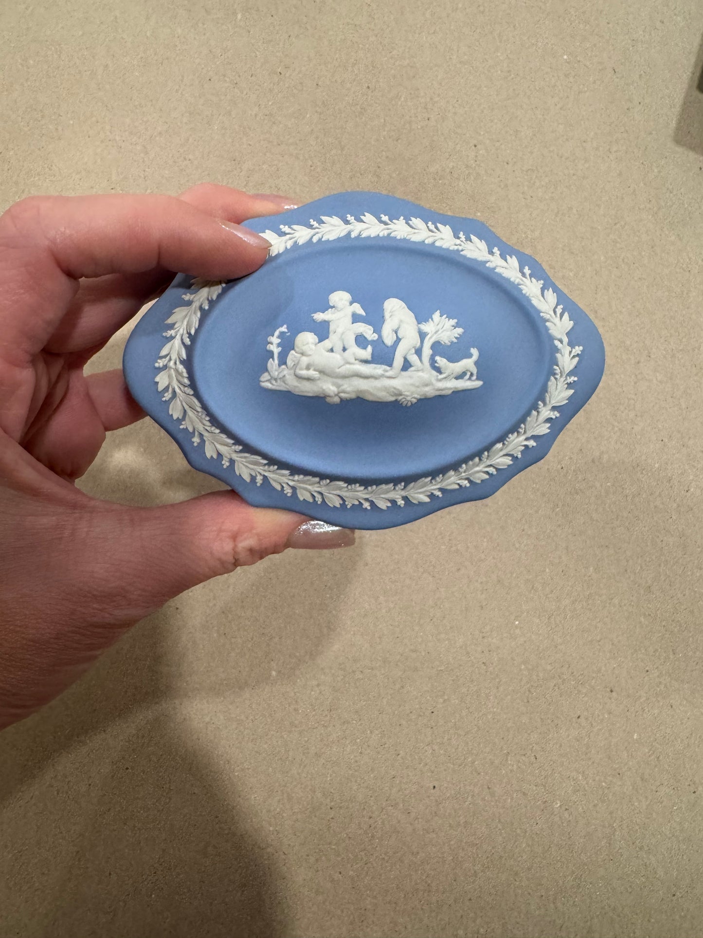 Reserved Wedgwood cherub oval trinket dish