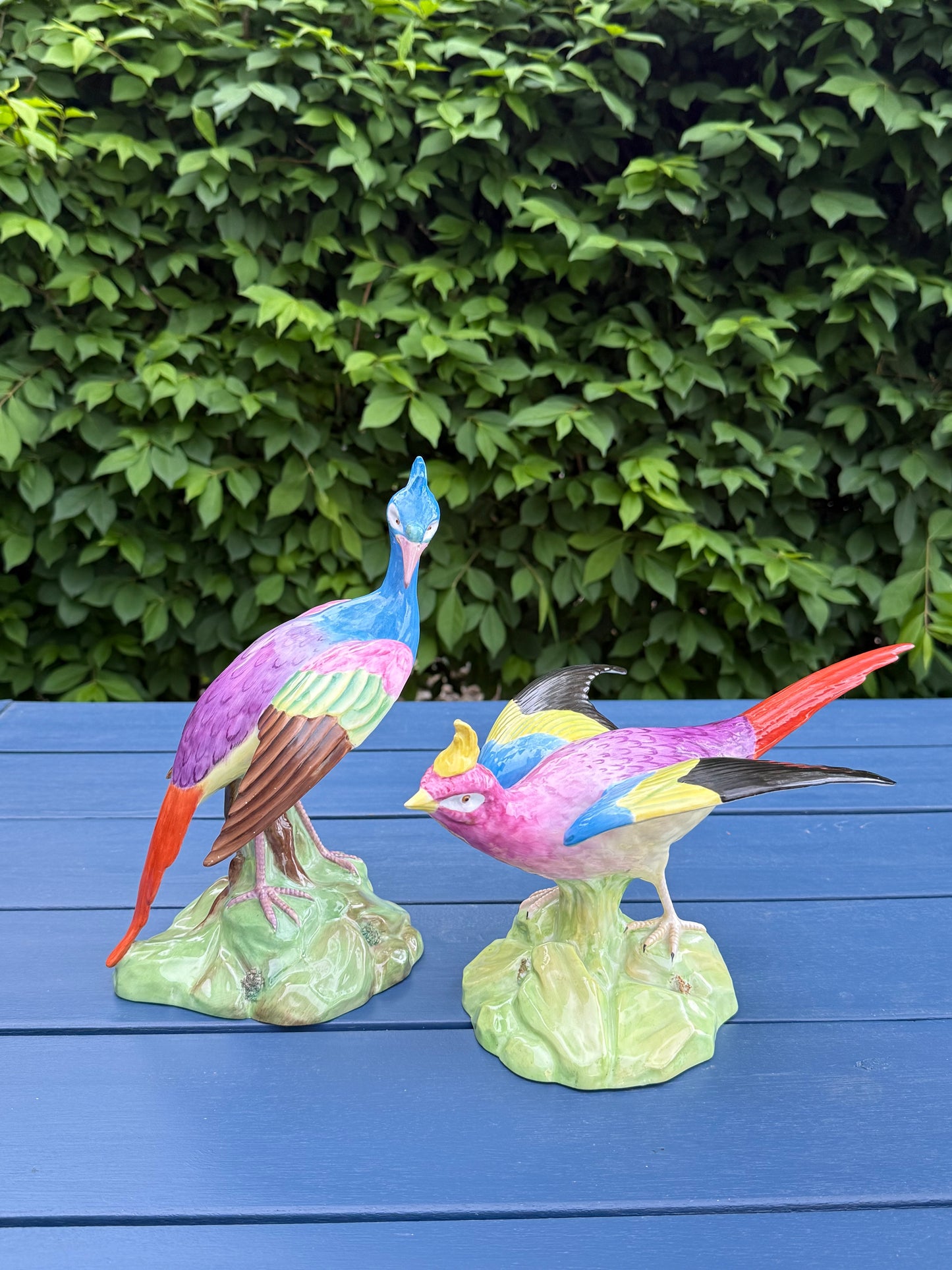 Rare - Antique Pair Copeland Spode China Porcelain Birds, Circa 1915 | English Hand-Painted Figures