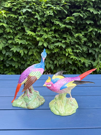 Rare - Antique Pair Copeland Spode China Porcelain Birds, Circa 1915 | English Hand-Painted Figures
