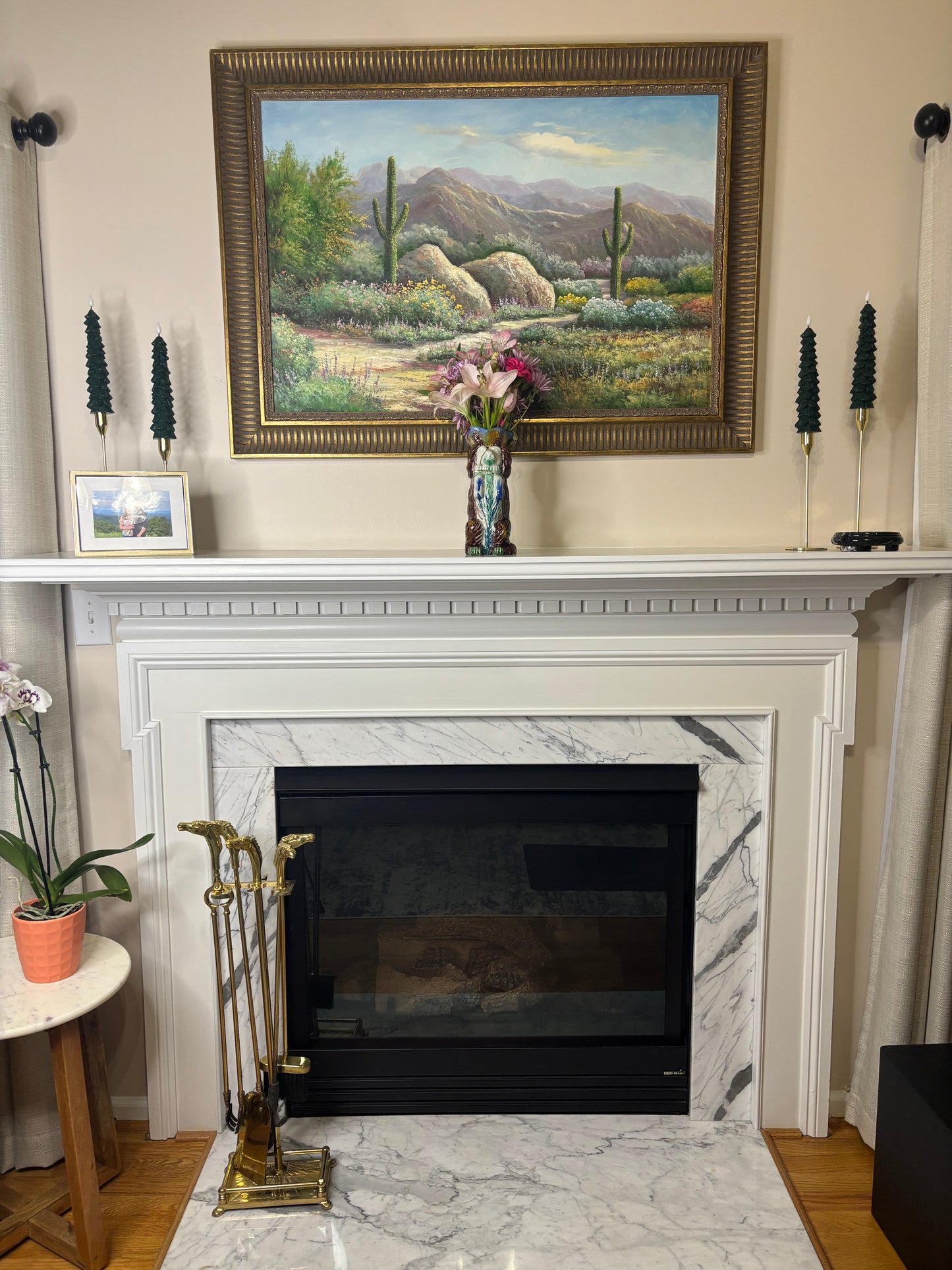 Stunning brass equestrian fireplace set!