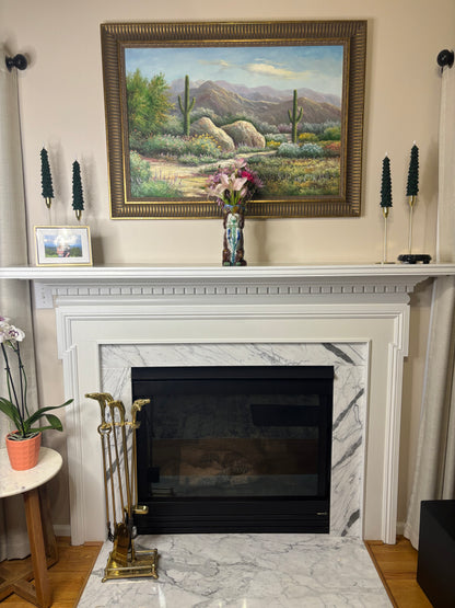 Stunning brass equestrian fireplace set!