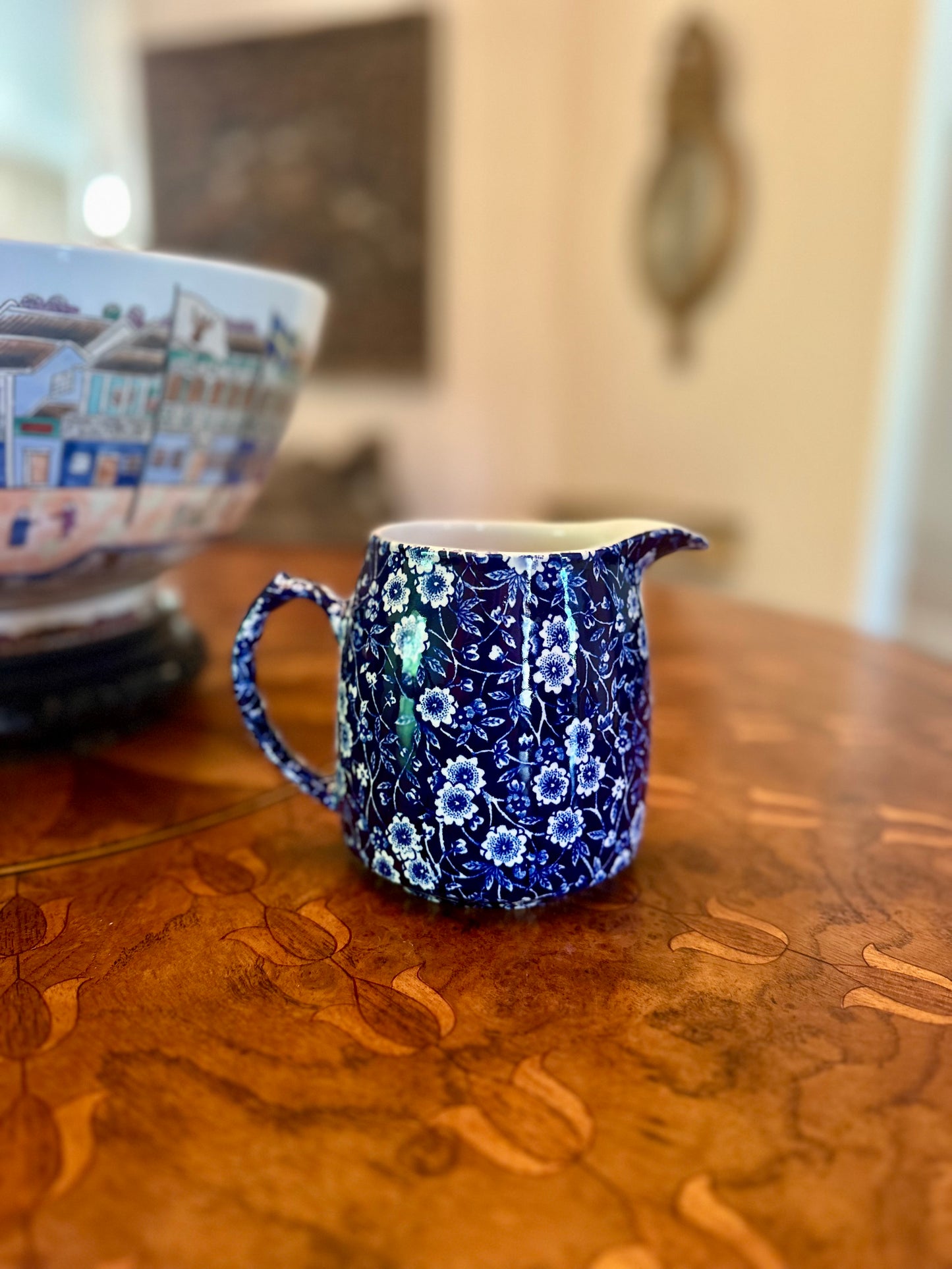 Vintage Burleigh Blue Calico Pitcher