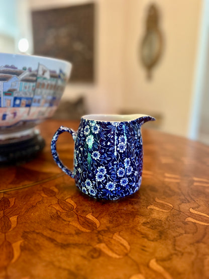 Vintage Burleigh Blue Calico Pitcher