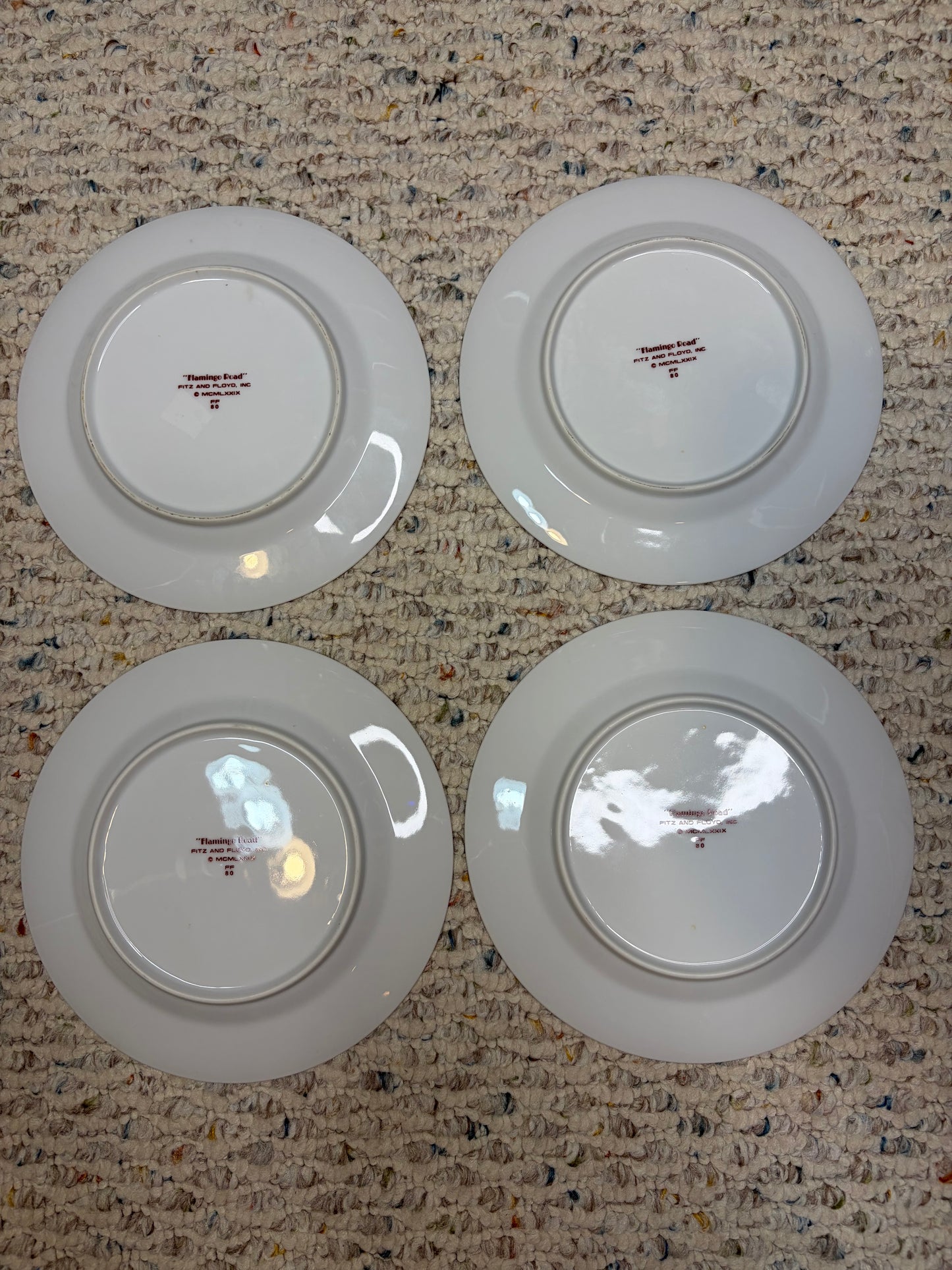 Lovely Fitz and Floyd flamingo plates set of 4!