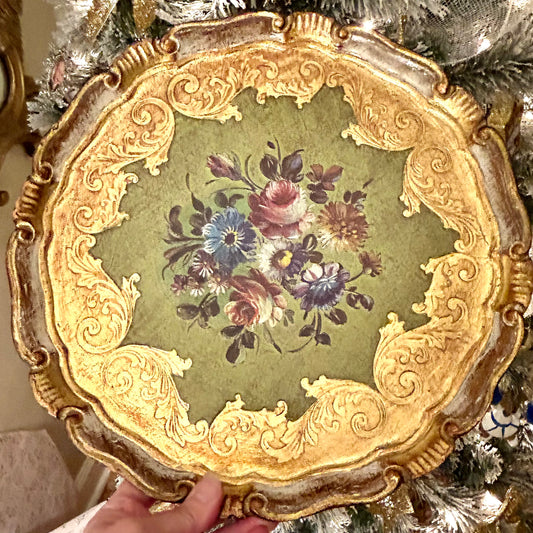 Gorgeous Florentine hand made in Italy Floral tray