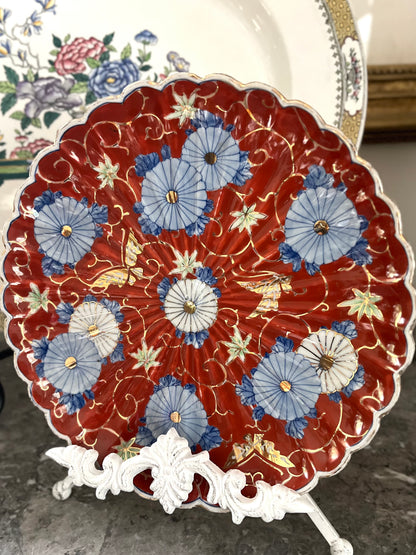 Reserved Live 06/15 Gorgeous 19th C Red Ground Japanese Scalloped Plate