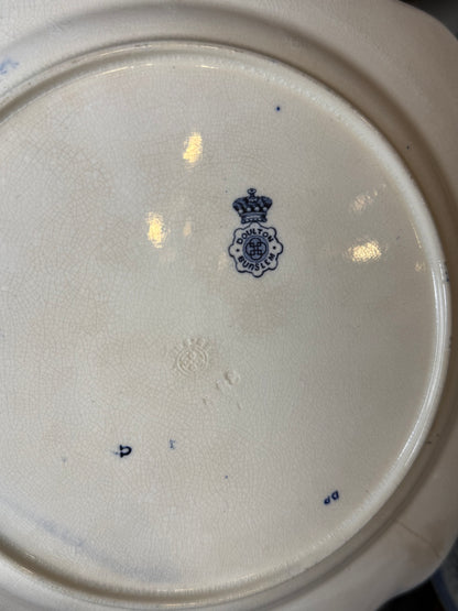 Antique Doulton Burslem “Blue Iris” Platter & (12) Scalloped 9.5”D Plates | England, c. 1890–1902