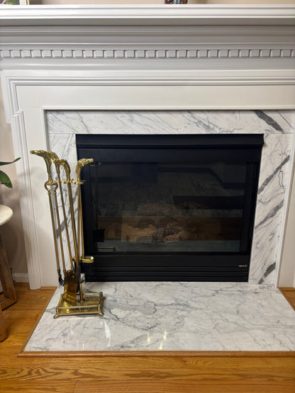 Stunning brass equestrian fireplace set!