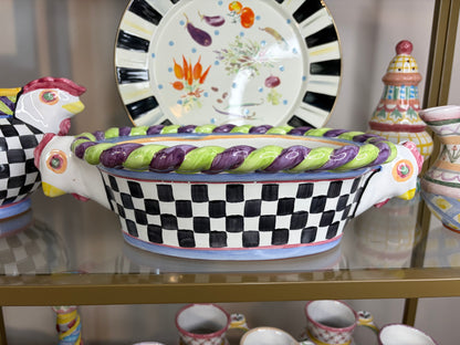 Mackenzie-Childs Piccadilly Chicken 15” casserole dish with lid!