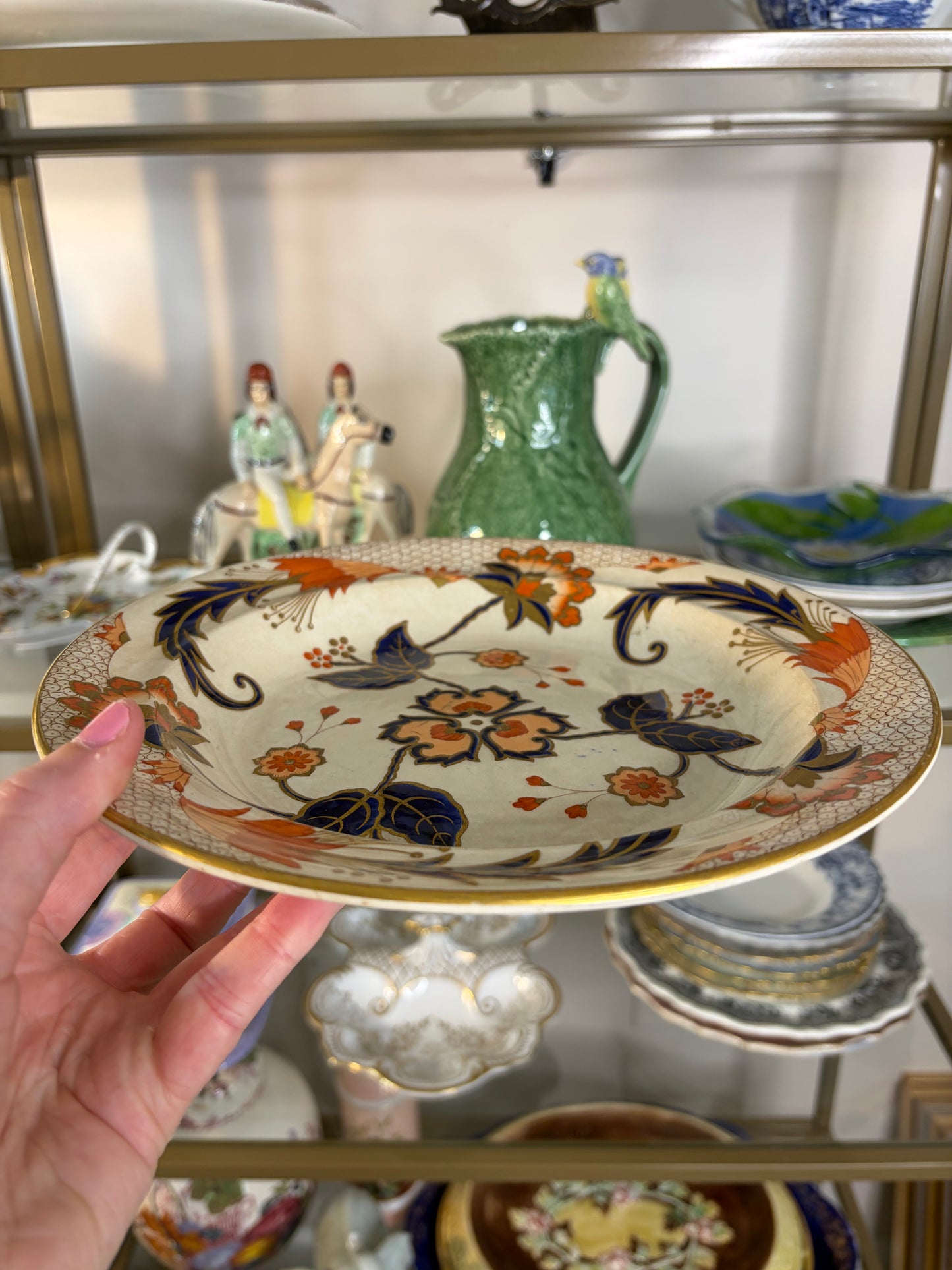 Antique Ridgways “Budge” shallow bowl in Imari colors!
