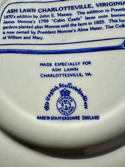 Old English Staffordshire Ware Virginia Historical Blue Transferware Plates | 2 Designs
