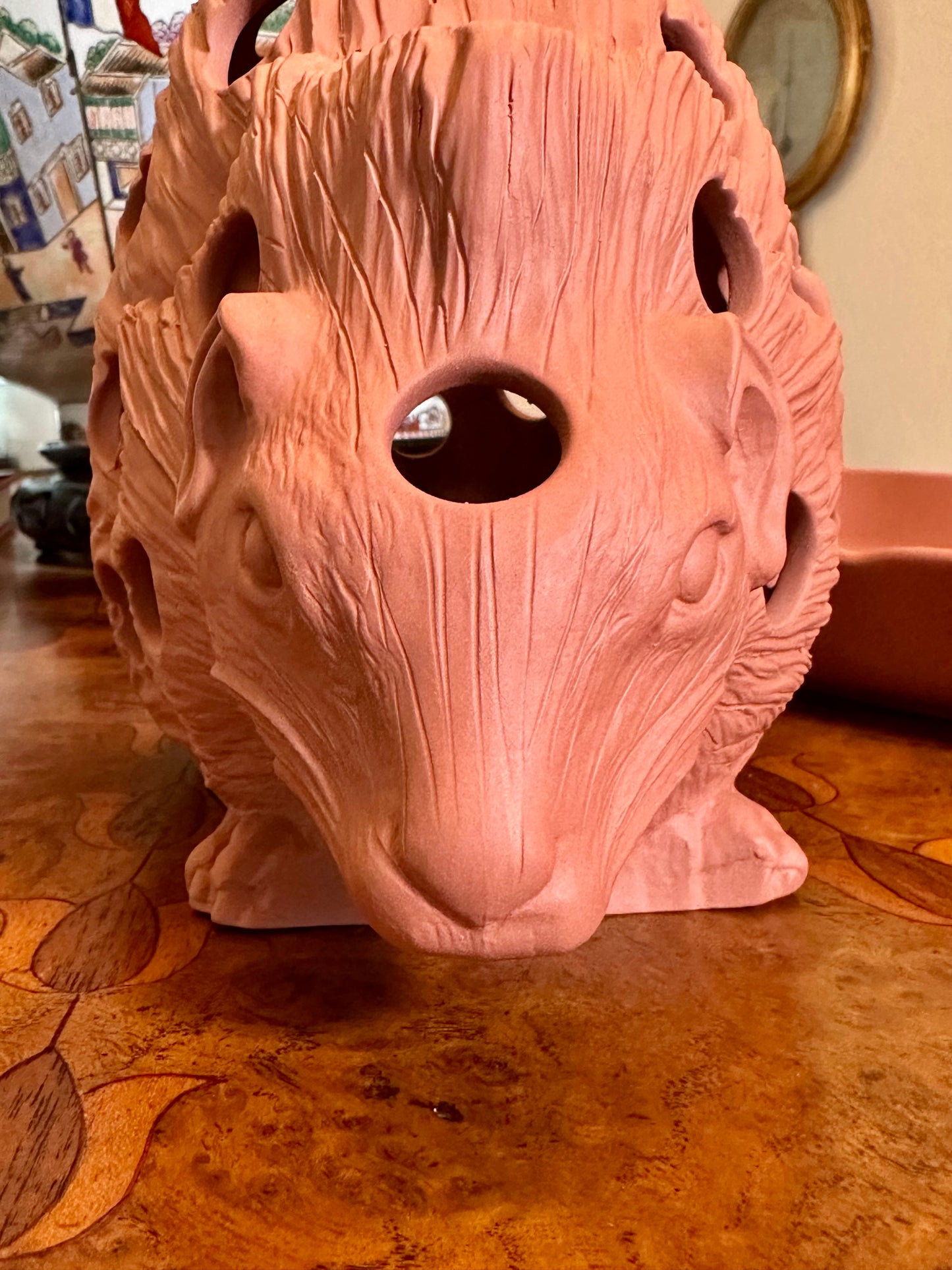 Rare Wedgwood Jasperware Hedgehog Bulb Pot & Stand, Terracotta, c. 1971
