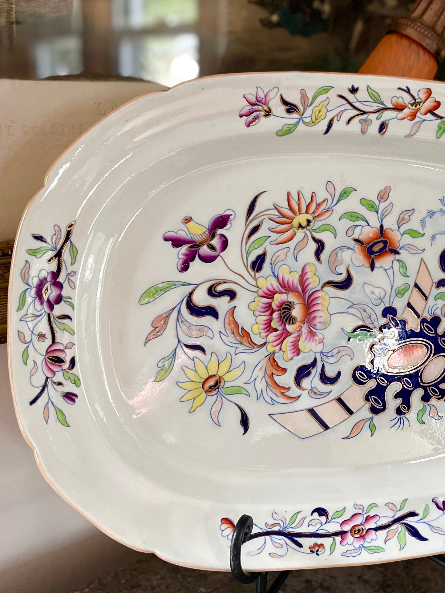Live 07/28 Xlarge Rare Early Davenport Stone China Imari Platter | Anchor Mark | Circa 1805–1820 | 20”