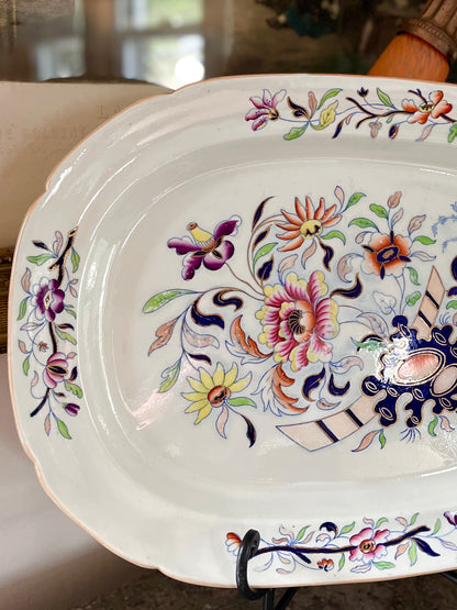 Live 07/28 Xlarge Rare Early Davenport Stone China Imari Platter | Anchor Mark | Circa 1805–1820 | 20”