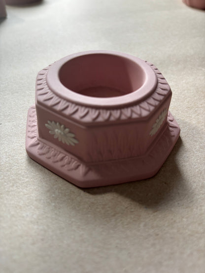 Cream pink with Daisy pair of candle holders￼Wedgwood