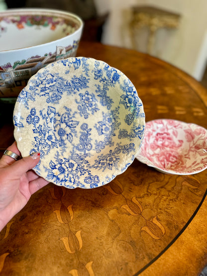 Taylor, Smith & Taylor “Dogwood” Blue Round Vegetable Bowl, c. 1940’s