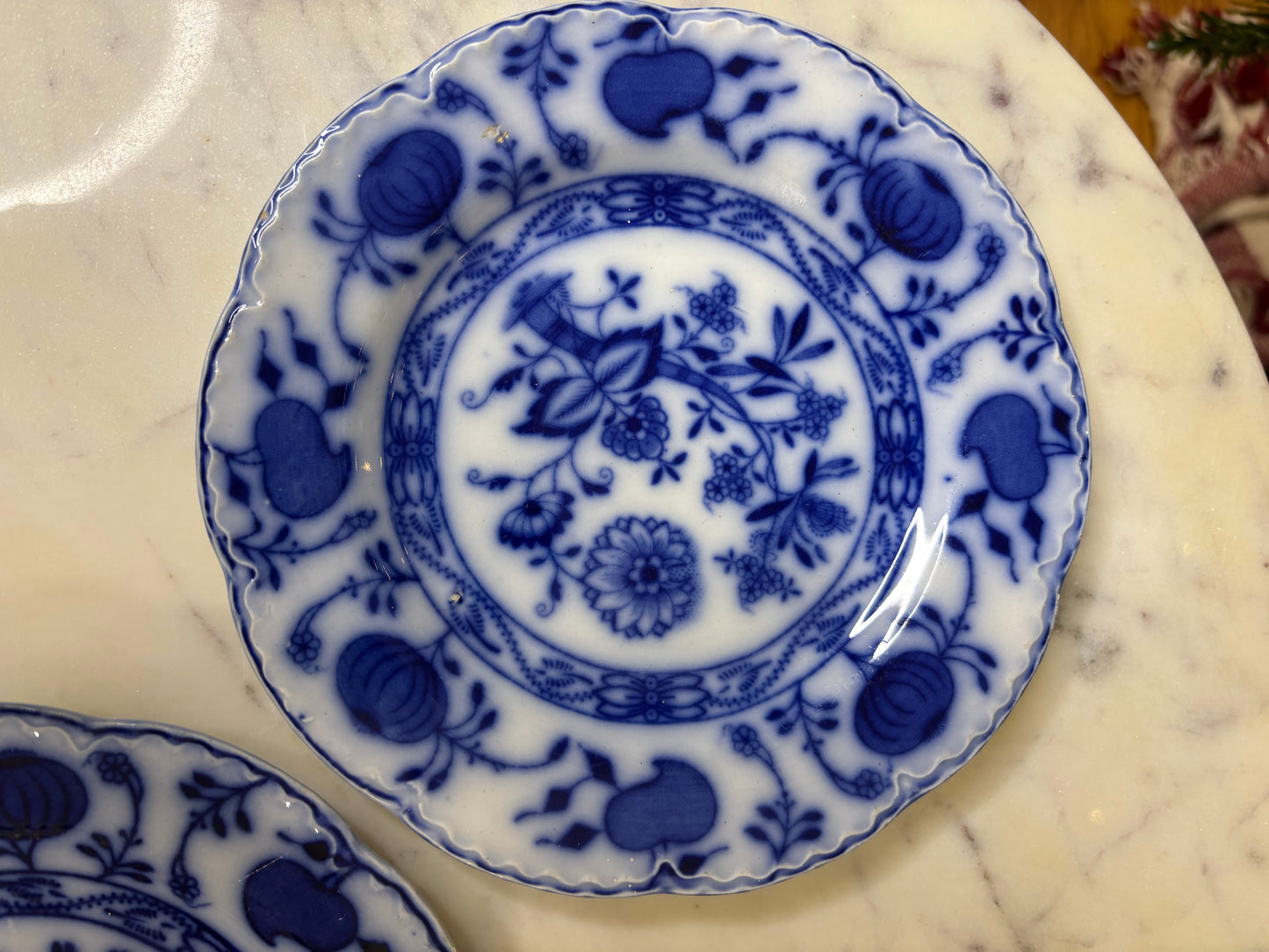 Gorgeous Flow Blue Johnson Bros. holland pattern plates pair!