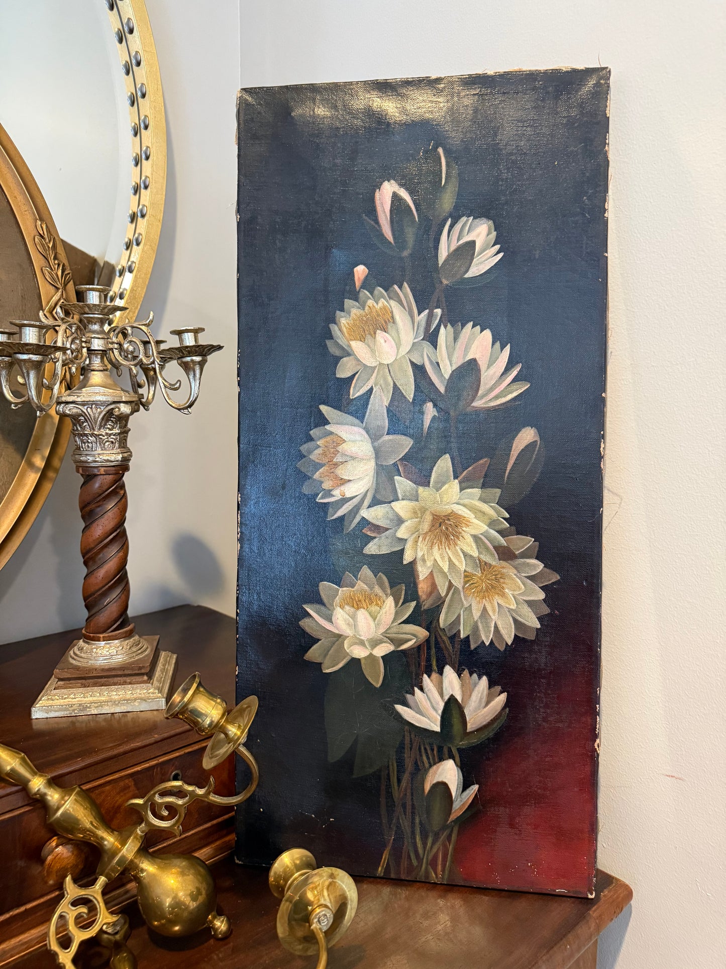 Antique Original Floral Oil Painting